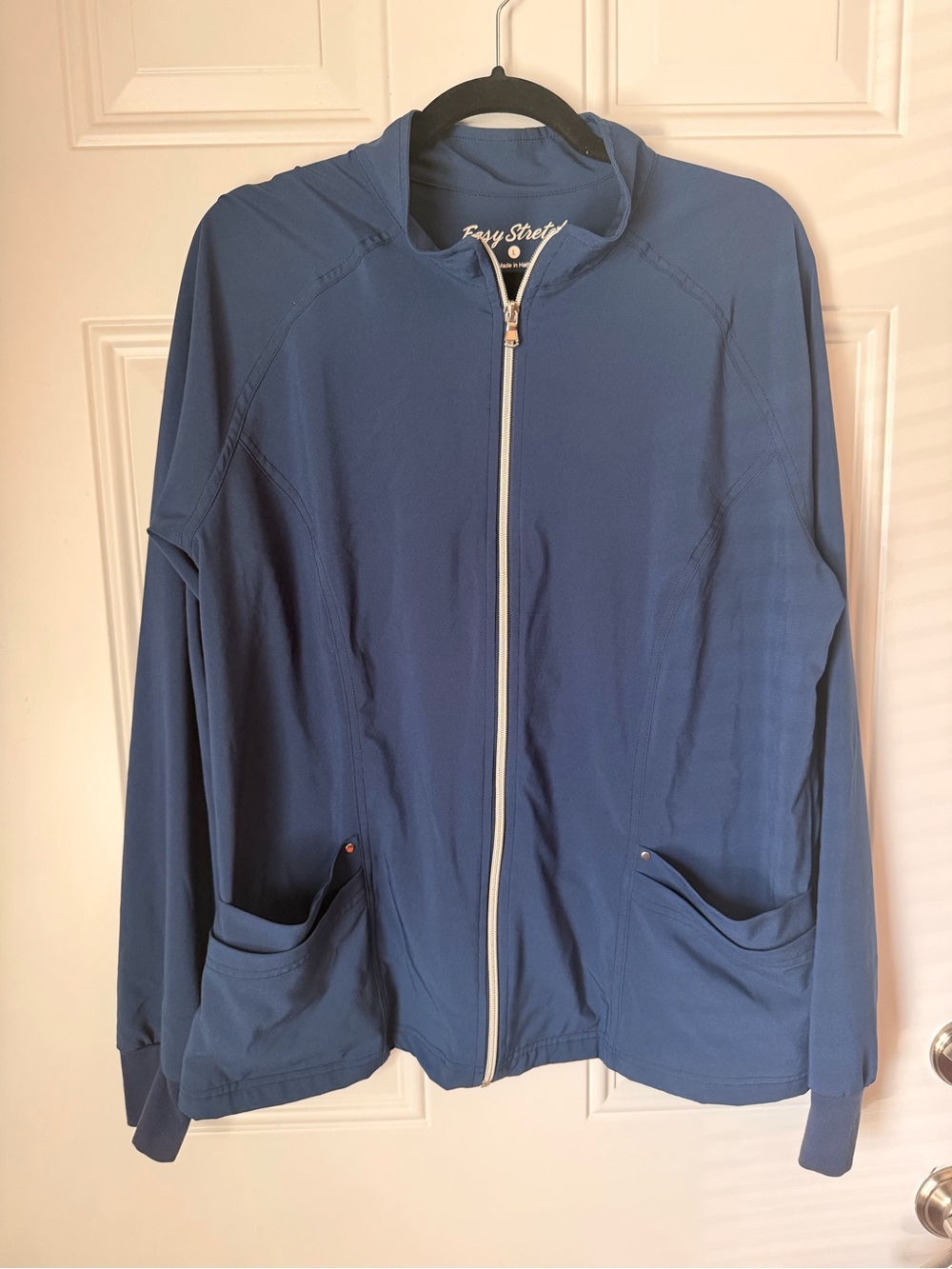Easy Street Women's Navy Zip-Front Lightweight Scrub Jacket